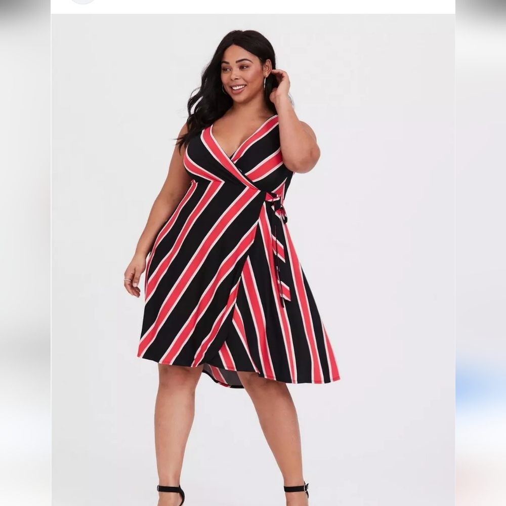 Torrid Black and Red High Wrap Dress
